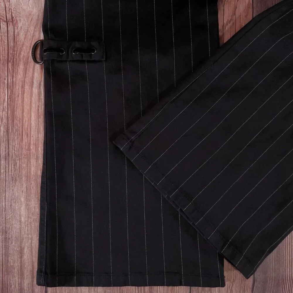 Vtg Tripp NYC Sz 13 Striper Black Tone Boot Cut Pants Pinstripe Goth Punk Y2K - Picture 9 of 15